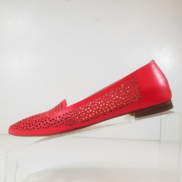 J.Crew Italy A1238 Cleo Women Belvedere Red Loafers Leather Perforated Flats 7 - Picture 4 of 10